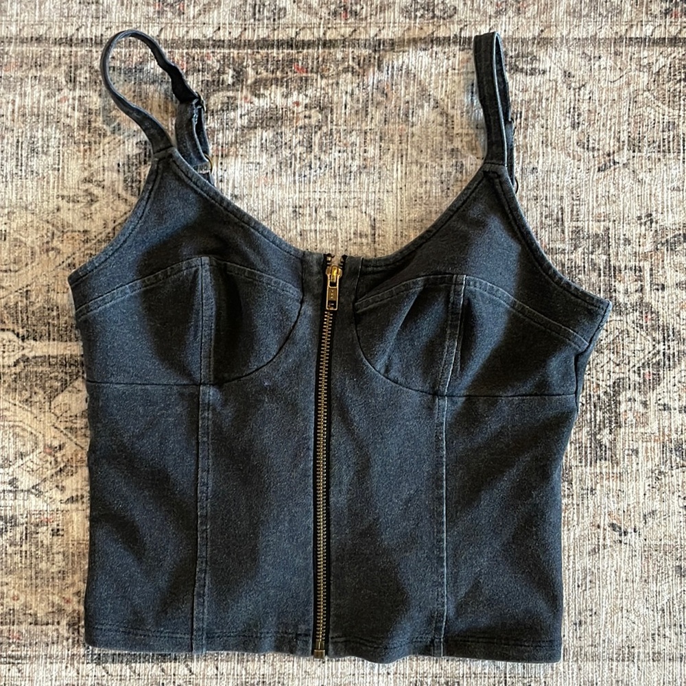Huntingbird bustier crop top. Size small. Washed black